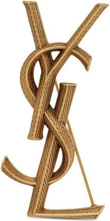 Saint Laurent Textured Logo Letter Brooch