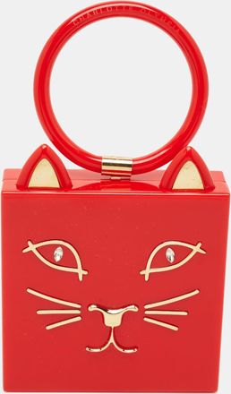 Charlotte Olympia Kitty Red Perspex Clutch