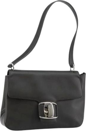 Ferragamo Pre-owned Shoulder Bags, female, Black, Size: ONE SIZE Pre-owned Leather Shoulder Bag