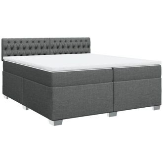 vidaXL Cama Box Spring Con Colch&oacute;n Tela Gris Oscuro 200x200 Cm Vidaxl