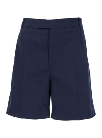 Thom Browne Blue Bermuda Pants With Logo Patch On The Rear And Belt Loops In Cotton Blend Man