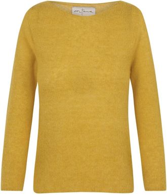 Cortana Lichtgele alpaca- kasjmier en zijden trui - Dames - Ronde hals truien - Geel - XS - Kasjmier - Truien & Vesten