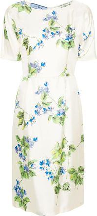 Prada twill-jurk met bloemenprint