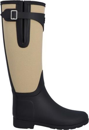 Hunter Refined Tall Canvas Boot Gummistiefel f&uuml;r Damen | schwarz/beige