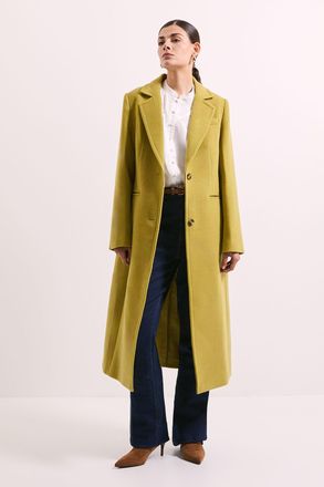 Principles Womens Single Breasted Midi Crombie Coat - Lime Green - Size 12 UK