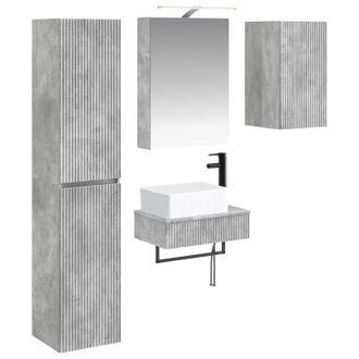 vidaXL Juego De Muebles De Ba&ntilde;o 5 Pcs Gris Hormig&oacute;n Vidaxl