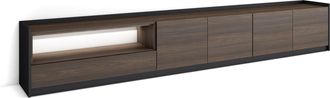 Skraut Home Skraut Home - Mueble Tv, Televisi&oacute;n, Muebles De Sal&oacute;n, Almacenaje, 310x37x50cm, Para Tv Hasta 80, Led, Estilo Moderno, Roble Oscuro Y Negro