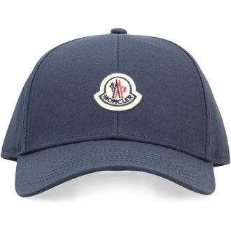 Moncler Accessoires, Heren, Blauw, ONE Size, Katoen, Logo Baseball Cap