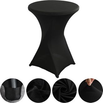OEM Mantel De C&oacute;ctel El&aacute;stico, Ideal Para Bodas, Banquetes Y Fiestas (di&aacute;metro 76,20 Cm - 81,28 Cm X Altura 106,68 Cm), 2 Piezas, Mesa No Incluida - Negro