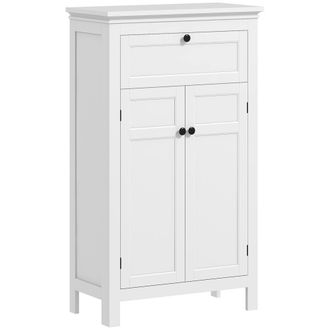 OEM Mueble De Ba&ntilde;o Columna De Ba&ntilde;o Con Caj&oacute;n 2 Puertas Y Estantes Ajustables Armario De Ba&ntilde;o Moderno 60x30x102,5 Cm Blanco