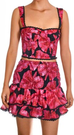 Charo Ruiz Ibiza Pinel Short Mini Skirt In Black Blossom