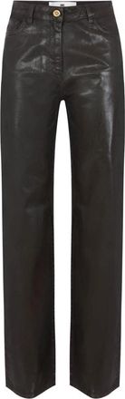 Elisabetta Franchi Losse Jeans met Gelamineerd Effect - Dames - Regular Fit Jeans - Bruin - W30 - Leer - Jeans