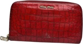 Miu Miu Pre-owned Leather Wallet - Dames - Vintage Accessoires - Rood - ONE Size - Leer - Vintage