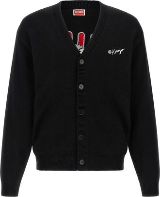 Kenzo Wild Tiger Cardigan - Heren - Vesten - Zwart - L - Katoen - Truien & Vesten