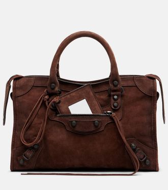 Balenciaga Le City Small suede top-handle bag