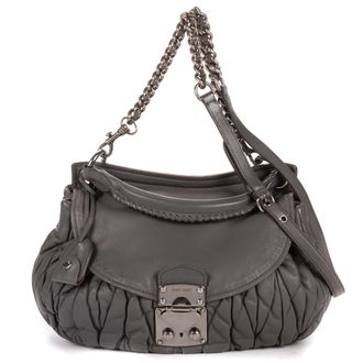 Miu Miu Pre-owned Womens Coffer Flap Hobo Shoulder Bag - Grey - One Size
