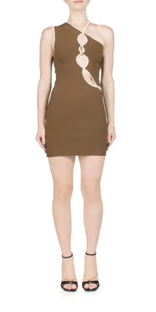 Paris Georgia Squiggle Dress In Carob With Cream
