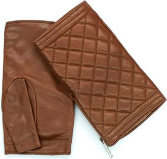 Portolano Quilted Leather Fingerless Gloves in Tobacco at Nordstrom Rack, Size 7.5