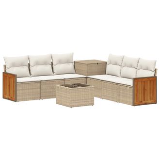 vidaXL Set Di Divani 8 Pz Beige E Bianco Crema Vidaxl