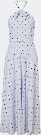 Alessandra Rich Belted polka-dot halterneck silk midi dress