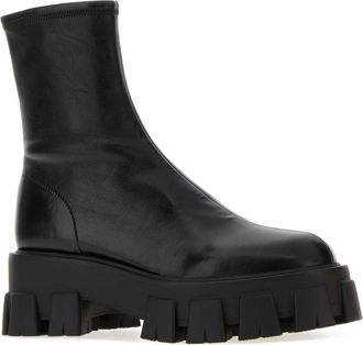 Prada Womens Monolith Ankle Boot Black Nappa Leather