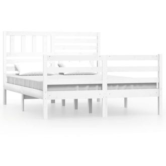 Berkfield Home Bed Frame White Solid Wood 140x190 cm