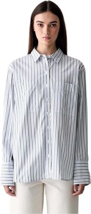Barbour Fawley Gestreepte Relaxed Shirt - Dames - Overhemden - Blauw - L - Katoen - Overhemden
