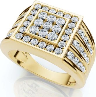 Pompeii3 1Ct TW Diamond Mens Anniversary Wedding Ring High Polished Band 10k Yellow Gold