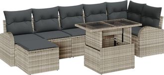 vidaXL Vidaxl - Garden Sofa Set with Storage 8 pcs Light Grey Poly rattan