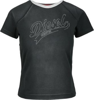 Diesel Cotton Elastane T-shirt - Dames - T-shirts - Zwart - XS - Katoen - Tops