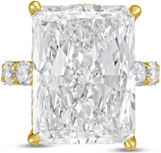 Diana M. Jewels 18kt yellow gold 8ct lab grown Radiant Diamond Ring with Pav&eacute; Round Band