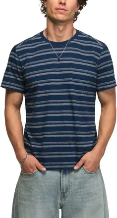 Lucky Brand Stripe Cotton T-Shirt in Indigo at Nordstrom, Size Xx-Large