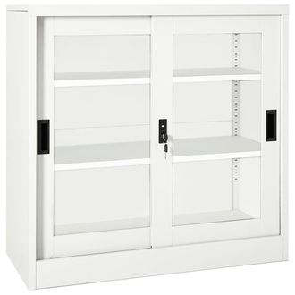 vidaXL Armario Con Puerta Corredera Acero Blanco 90x40x90 Cm Vidaxl