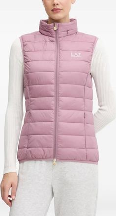 Emporio Armani logo-detail padded gilet - women - Fabric - S - Pink