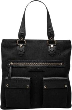 Bulgari Pre-owned Logo Mania canvas lederen tote bag - Dames - Vintage Shopper - Zwart - ONE Size - Leer - Vintage