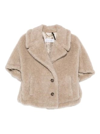Max Mara Cape met knoopsluiting en korte mouwen - Beige