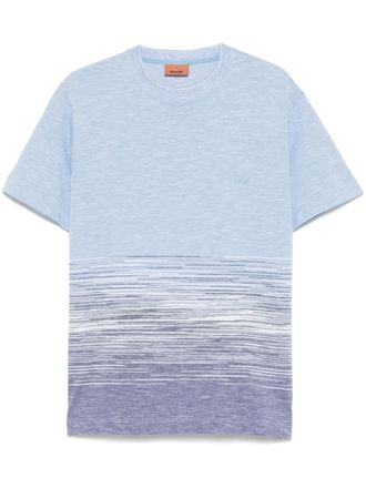 Missoni zigzag-embroidery crew-neck T-shirt - men - Linen/Flax/Cotton - S - Blue