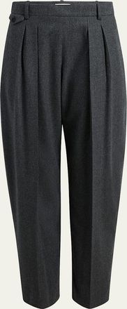 Khaite Dugan Pleated Tapered-Leg Ankle Pants