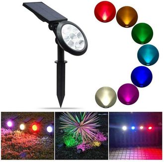 Trade Shop Trade Shop Traesio - Trade Shop - Faretto A Led Rgb Da Giardino Picchetto Con Pannello Solare Crepuscolare Wg-092