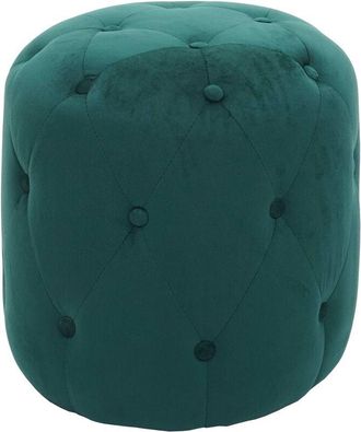 Hhg Hhg - Taburete 515, Taburete Otomano, 42x39cm Certificado Mvg, Terciopelo Verde Oscuro
