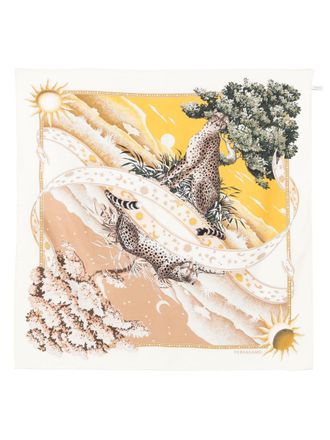 Ferragamo Day & Night-print scarf - women - Silk - One Size - Neutrals