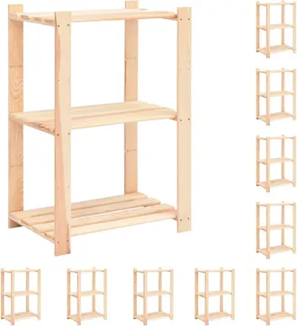 vidaXL Vidaxl - Estanter&iacute;a 3 Niveles 10 Unidades Madera Pino Maciza 150 Kg