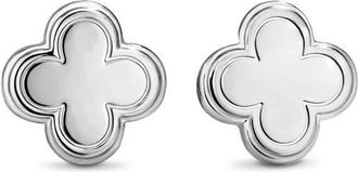 Devata Clover Stud Earrings in Rhodium Plated Sterling Silver at Nordstrom