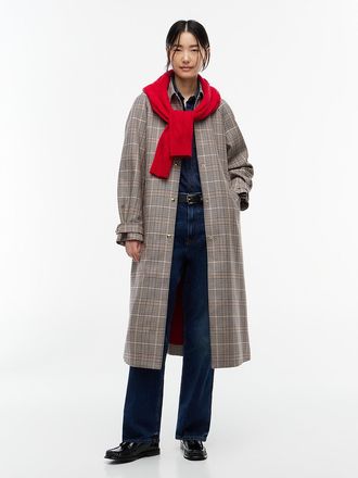 Tommy Hilfiger Womens Check Mac Coat - Brown - XS
