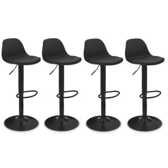 IDMarket Lote De 4 Taburetes De Bar Negros De Dise&ntilde;o Karl Con Patas Negras