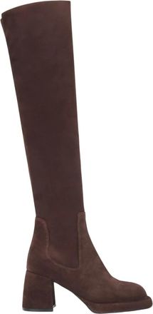 Estro & Luminara Overknee laarzen met stretch schacht - Dames - Over de knie laarzen - Bruin - 38 EU - Schoenen