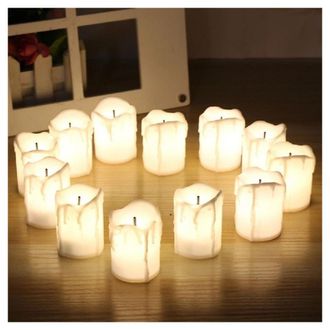 Trade Shop Trade Shop - Establecer 12 Velas De Cera Falsas Con Luz Led Lirme Lumini Lumini Para Decoraci&oacute;n
