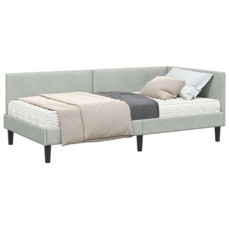 vidaXL Struttura Letto Angolare Con Materasso Altro 2 Pz Grigio Chiaro Vidaxl