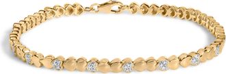 House of Brilliance Gold Vermeil.925 Sterling Silver 1/7 Cttw Diamond Puff Heart Bangle Bracelet