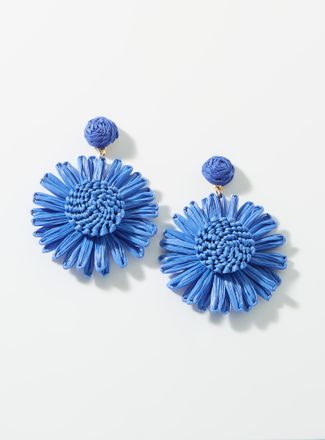 Simons Womens Large raffia flower earrings